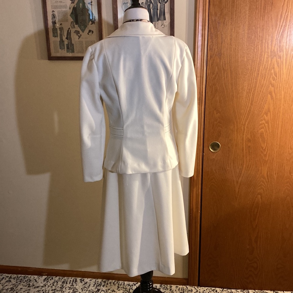 Strait Lane 2 piece Ivory ladies suit dress size vintage 16 - Picture 9 of 10